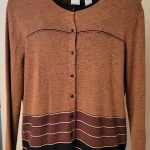 Emma James Brown and Black Striped Cardigan